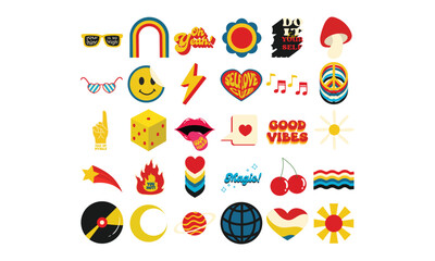 colorful sticker vector collection