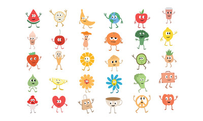 fruit cartoon characters vector collection