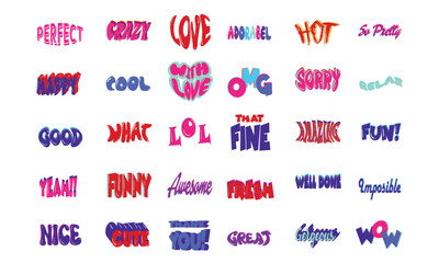 lettering stickers inspiration vector collection