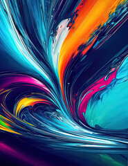 a close up of a colorful abstract painting with a black background