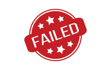Red color round seal sticker in word failed on white background