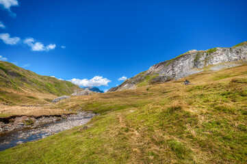 Fototapeta premium landscapes of Laruns, is a French population and commune, in the region of Aquitaine, department of the Atlantic Pyrenees, in the district of Oloron-Sainte-Marie and canton of Laruns.