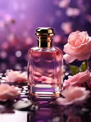 Obraz na płótnie Canvas bottle of perfume with flower