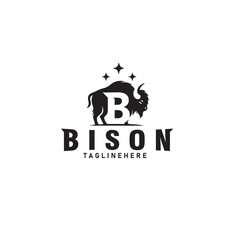 bison buffalo letter b logo design vector template
