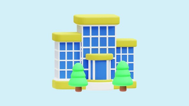Architecture Building animated 3d icon. Great for business, technology, company, websites, apps, education, marketing and promotion. Real Estate 3d icon animation.