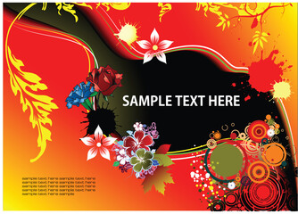 Cover for brochure with grunge floral background