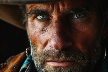 Obraz premium Cowboy face portrait, skin details,