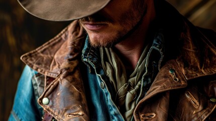 Full body of Cowboy portrait, skin details,