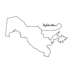 One continuous line drawing of country Map for Uzbekistan vector illustration. Country map illustration simple linear style vector concept. Country territorial area and suitable for your asset design.