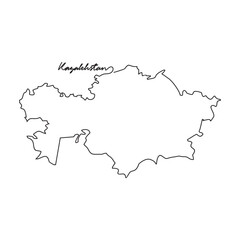One continuous line drawing of country Map for Kazakhstan vector illustration. Country map illustration simple linear style vector concept. Country territorial area and suitable for your asset design.
