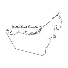 One continuous line drawing of country Map for UAE vector illustration. Country map illustration simple linear style vector concept. Country territorial area and suitable for your asset design.