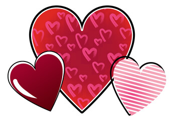 red hearts on white. Valentine day hearts vector.