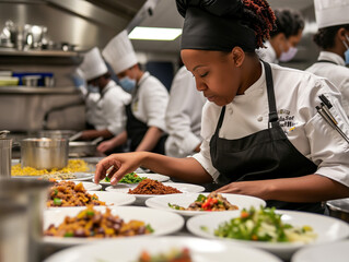 A Culinary Workshop Focused On Traditional African-American Cuisine Celebrating Cultural Flavors And Cooking Techniques - obrazy, fototapety, plakaty