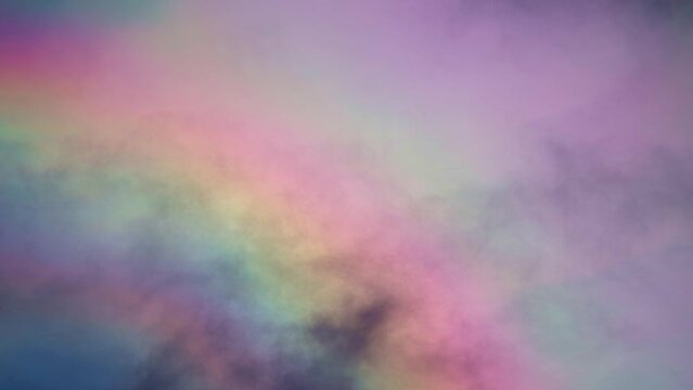Cloud iridescence, Colorful Rainbow clouds passing in the sky