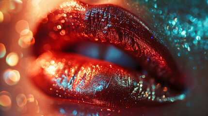 close up of gloss lips - obrazy, fototapety, plakaty
