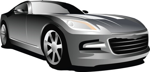 Gray  car. Sedan. Vector illustration