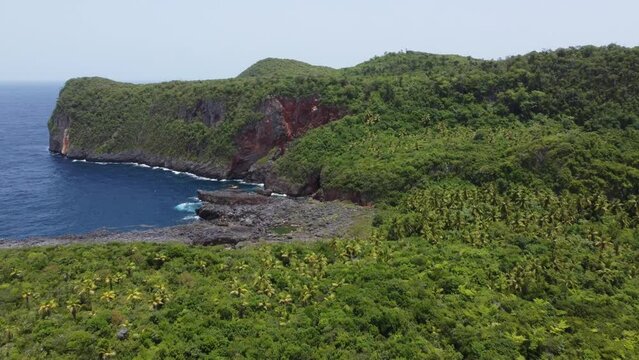 Aerial view of the rocky coastline at Cabo Cabr&oacute;n near Las Galeras on the Saman&aacute; peninsula in the Dominican Republic