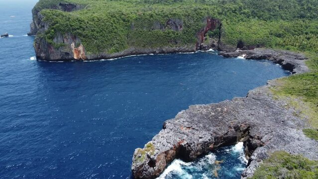 Aerial view of the rocky coastline at Cabo Cabr&oacute;n near Las Galeras on the Saman&aacute; peninsula in the Dominican Republic