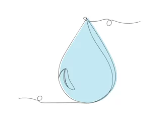 Poster Continuous one line art liquid water droplet isolated vector illustration. © Vdant85