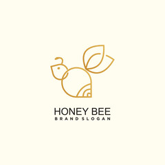 Vintage logo honey bee vector template illustration