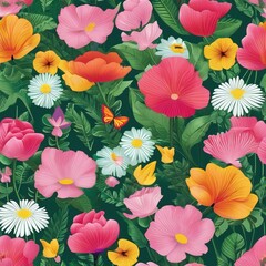 floral watercolor seamless pattern backgroundwatercolor flowers on green background