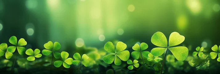 Tuinposter Forest filled with shamrocks background for St. Patrick's Day © FATHOM