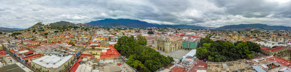Fototapeta na wymiar Beautiful aerial view of Oaxaca City, Mexico 4k landscape travel vacations destinations 2024 america 