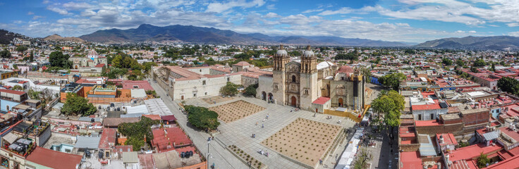 4k panorama aerial photo of oaxaca city mexico, travel summer guelaguetza sunrise travel in america...