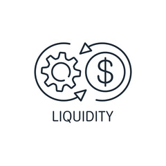 Financial Liquidity.  Vector linear icon illustration isolated on white background.