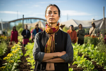 Woman posing in a community garden project