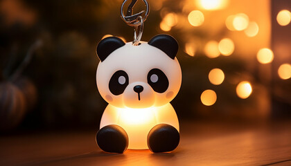 Craft a keychain featuring a small 3D panda with LED eyes that light up. It could serve as a stylish and functional accessory © Zeeshan