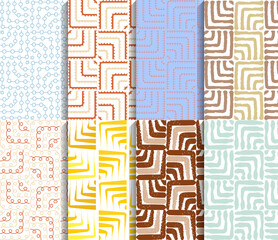 vector seamless pattern set with geometric textured brush 