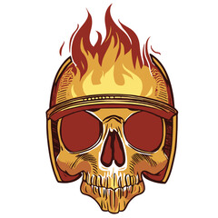 vector skull helmet fire