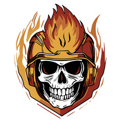 vector skull helmet fire