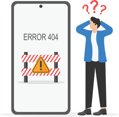 smartphone with error 404 message symbol on the screen. Flat vector illustration

