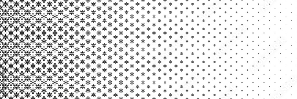 Poster horizontal black halftone of snow flakes design for pattern and background.