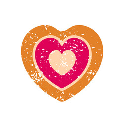 Christmas Cookie heart shape icon. Sweet cake with jam.  Vector
