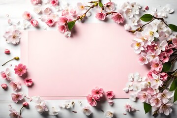 Fototapeta na wymiar pink flowers frame
