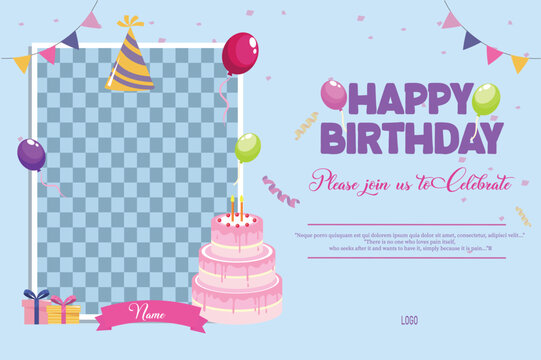 Vector illustration Happy Birthday Banner Editable Template