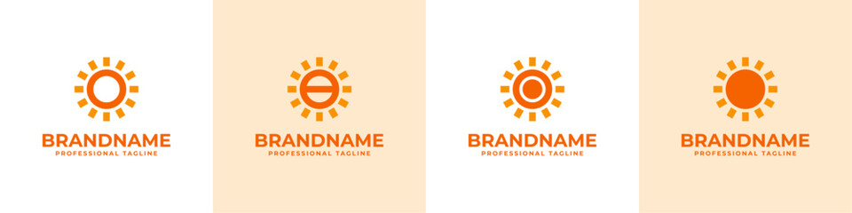Letter O Sun Logo Set, suitable for business related to solar with O initial