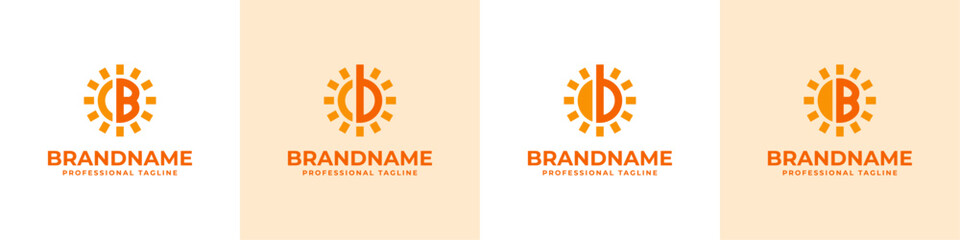 Letter B Sun Logo Set, suitable for business related to solar with B intial