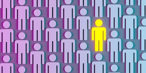 Stand out from the crowd. Unique person. Different winner