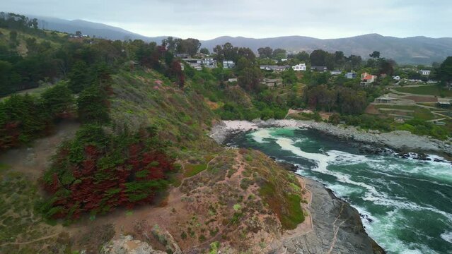 Las Cujas Beach, located in Cachagua, Zapallar commune, Valparaiso region, country of Chile