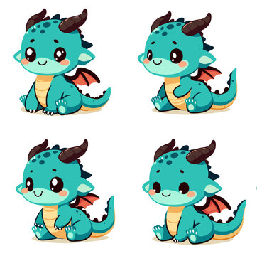 Chibi dragon vectors for illustration. Cute dragon vector bundle