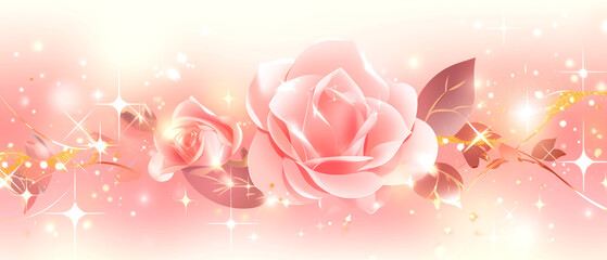 7000X3000 Pixel, 300 DPI, rose in banner template, abstract background