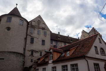 Fototapeta na wymiar In the center of Meersburg on a cloudy autumn day