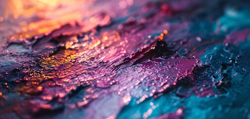Purple and Blue Abstract Art with Raindrops - obrazy, fototapety, plakaty