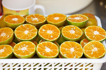 Lime cut in a traditional market