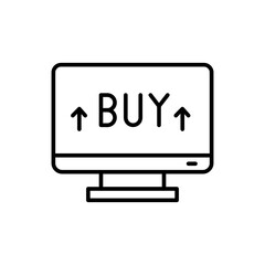 Online buy outline icons, shopping minimalist vector illustration ,simple transparent graphic element .Isolated on white background