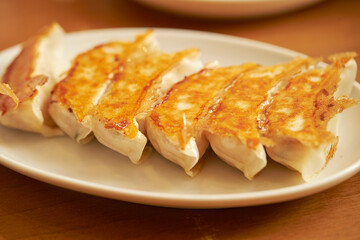  fried dumplings on a plate